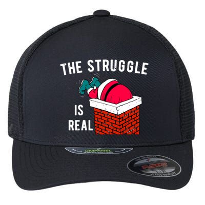 The Struggle Is Real Santa Funny Holiday Flexfit Unipanel Trucker Cap
