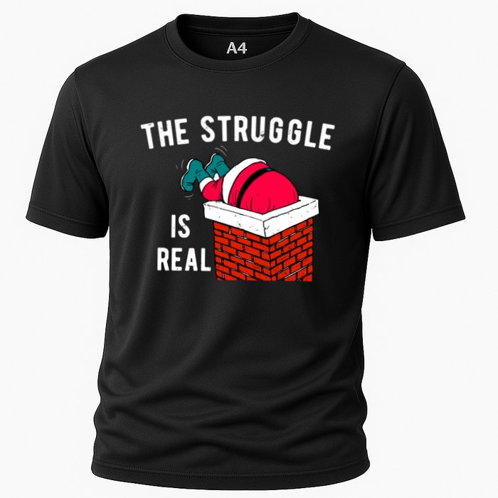 The Struggle Is Real Santa Funny Holiday Cooling Performance Crew T-Shirt