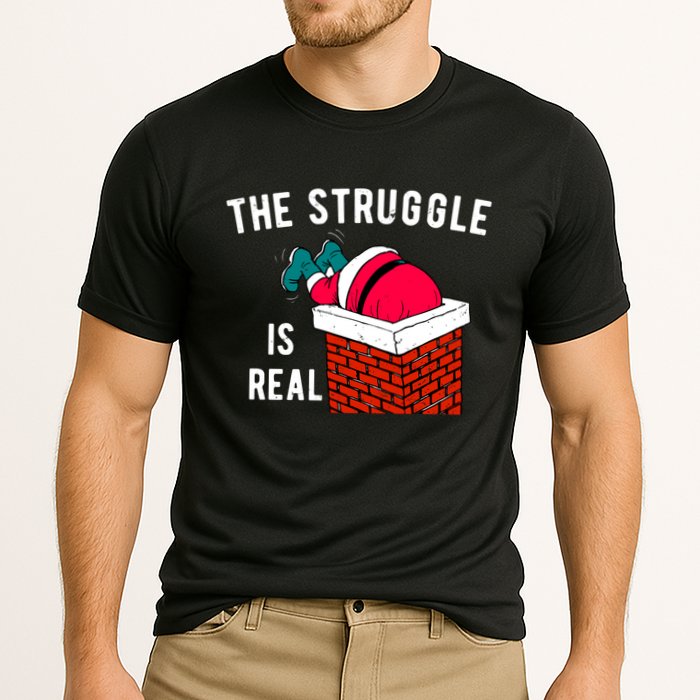 The Struggle Is Real Santa Funny Holiday Cooling Performance Crew T-Shirt