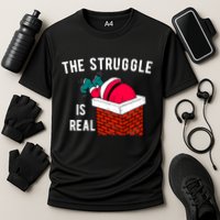 The Struggle Is Real Santa Funny Holiday Cooling Performance Crew T-Shirt