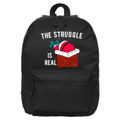 The Struggle Is Real Santa Funny Holiday 16 in Basic Backpack