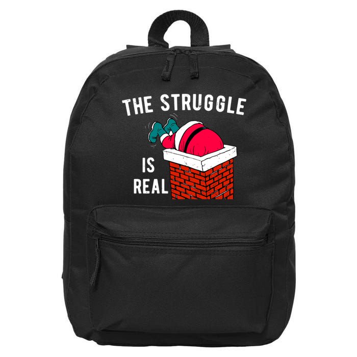 The Struggle Is Real Santa Funny Holiday 16 in Basic Backpack