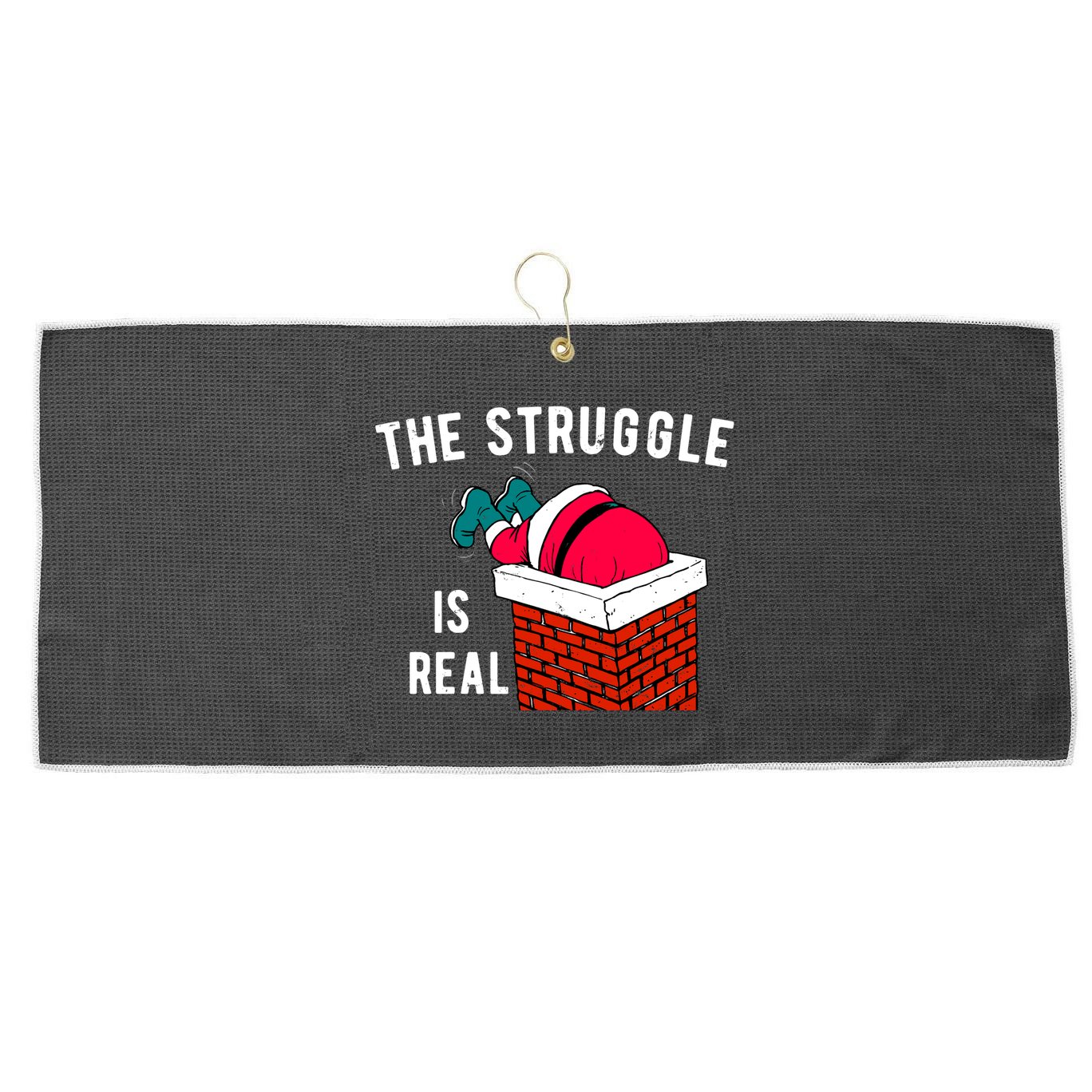 The Struggle Is Real Santa Funny Holiday Large Microfiber Waffle Golf Towel