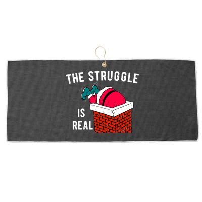 The Struggle Is Real Santa Funny Holiday Large Microfiber Waffle Golf Towel