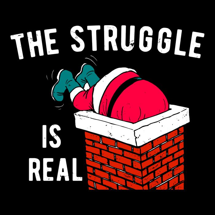 The Struggle Is Real Santa Funny Holiday Cropped Pullover Crew