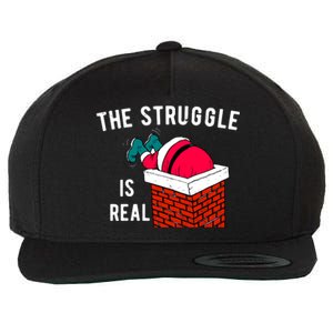 The Struggle Is Real Santa Funny Holiday Wool Snapback Cap