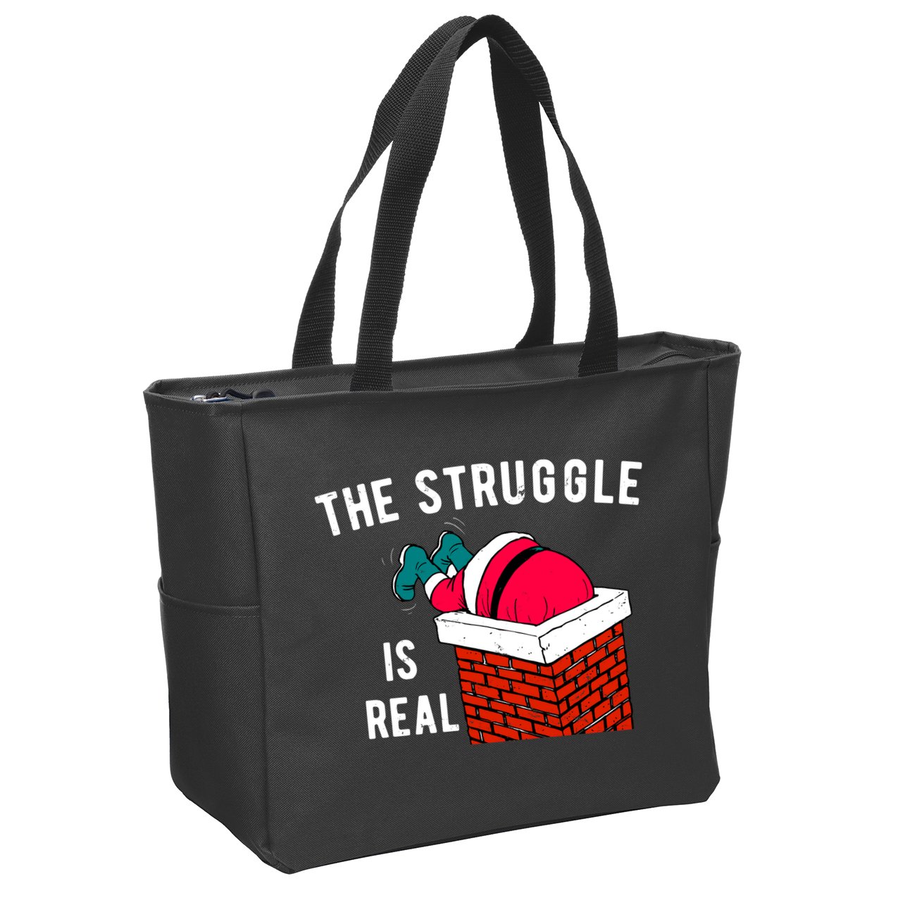 The Struggle Is Real Santa Funny Holiday Zip Tote Bag