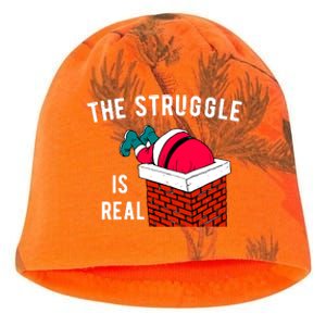 The Struggle Is Real Santa Funny Holiday Kati - Camo Knit Beanie