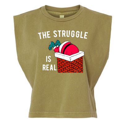 The Struggle Is Real Santa Funny Holiday Garment-Dyed Women's Muscle Tee