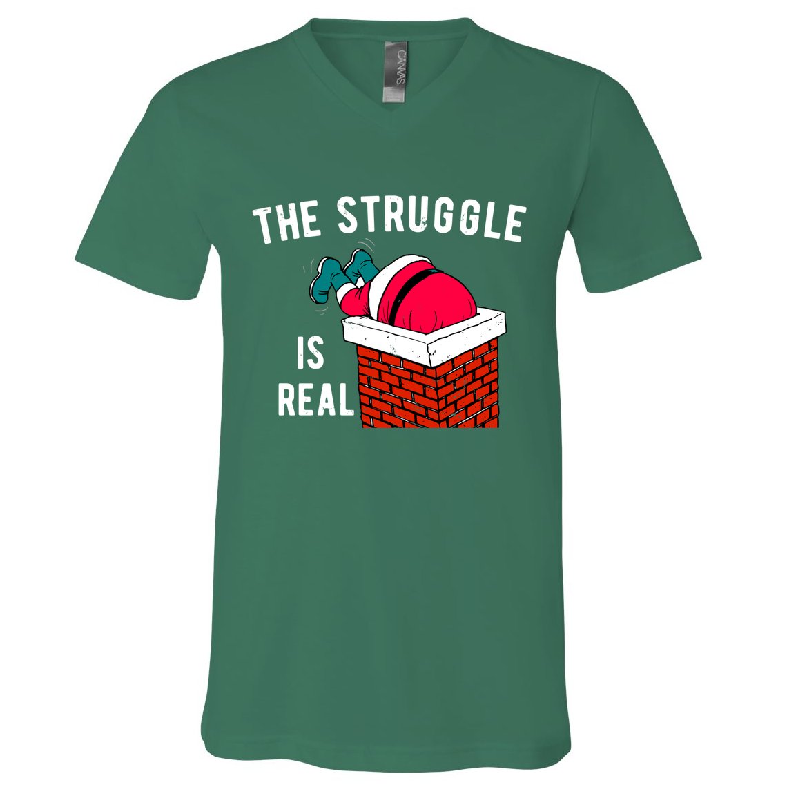 The Struggle Is Real Santa Funny Holiday V-Neck T-Shirt