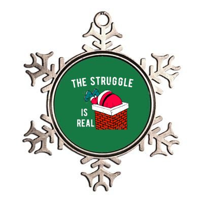 The Struggle Is Real Santa Funny Holiday Metallic Star Ornament