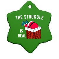 The Struggle Is Real Santa Funny Holiday Ceramic Star Ornament