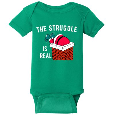 The Struggle Is Real Santa Funny Holiday Baby Bodysuit