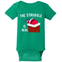The Struggle Is Real Santa Funny Holiday Baby Bodysuit