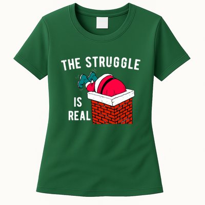 The Struggle Is Real Santa Funny Holiday Womens T-Shirt