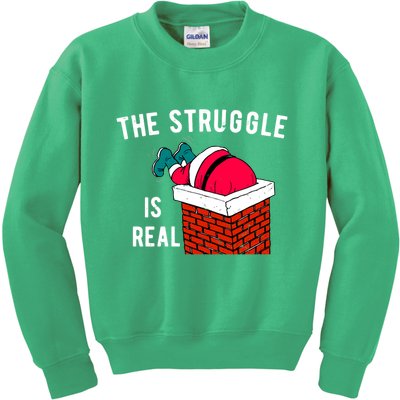 The Struggle Is Real Santa Funny Holiday Kids Sweatshirt