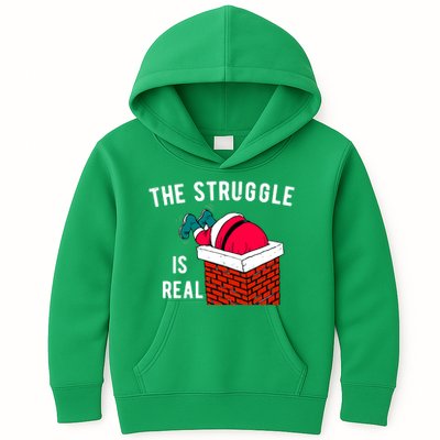 The Struggle Is Real Santa Funny Holiday Kids Hoodie