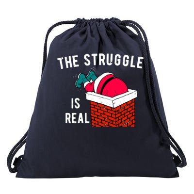 The Struggle Is Real Santa Funny Holiday Drawstring Bag