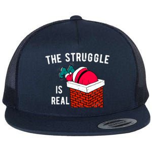 The Struggle Is Real Santa Funny Holiday Flat Bill Trucker Hat