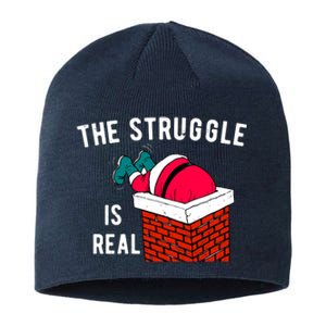 The Struggle Is Real Santa Funny Holiday Sustainable Beanie