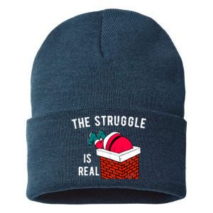 The Struggle Is Real Santa Funny Holiday Sustainable Knit Beanie