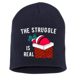 The Struggle Is Real Santa Funny Holiday Short Acrylic Beanie