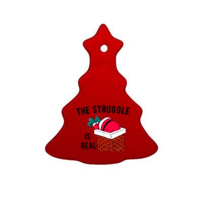 The Struggle Is Real Santa Funny Holiday Ceramic Tree Ornament