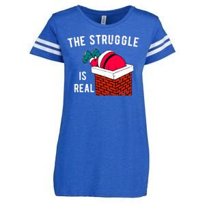 The Struggle Is Real Santa Funny Holiday Enza Ladies Jersey Football T-Shirt