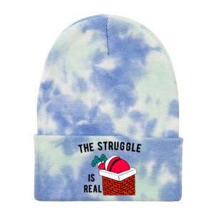 The Struggle Is Real Santa Funny Holiday Tie Dye 12in Knit Beanie