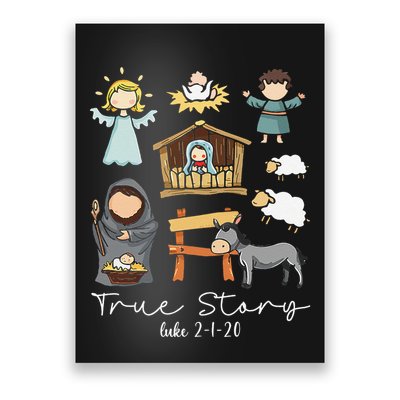 True Story Jesus Christmas Nativity Scene Christian Xmas Poster