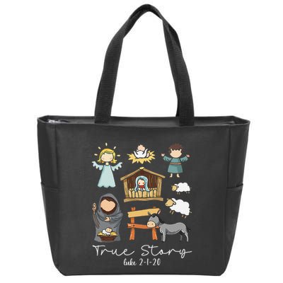 True Story Jesus Christmas Nativity Scene Christian Xmas Zip Tote Bag