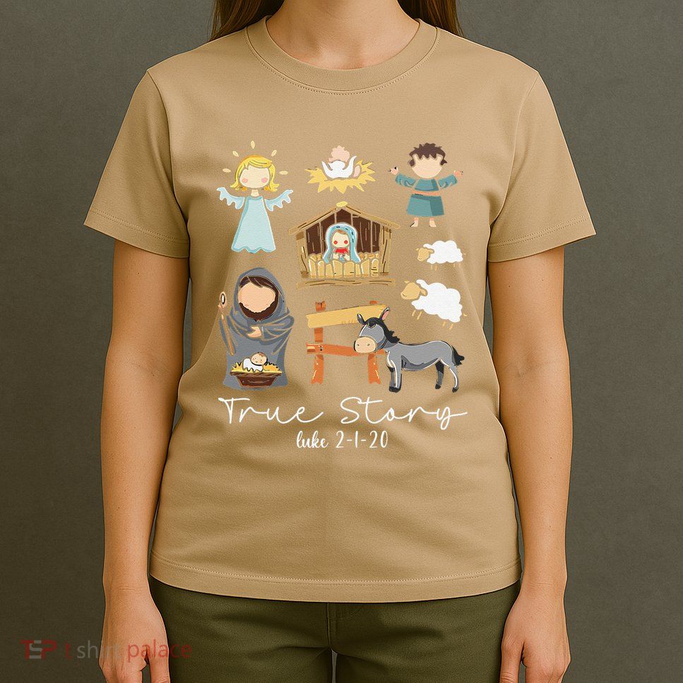 True Story Jesus Christmas Nativity Scene Christian Xmas T-Shirt