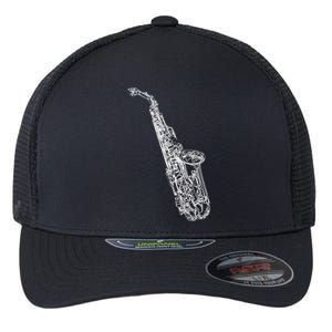 Tenor Saxophone Jazz Music Saxophonist Funny Gift Flexfit Unipanel Trucker Cap