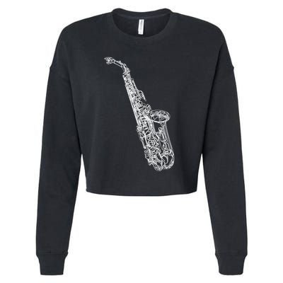 Tenor Saxophone Jazz Music Saxophonist Funny Gift Cropped Pullover Crew