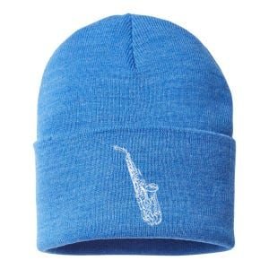 Tenor Saxophone Jazz Music Saxophonist Funny Gift Sustainable Knit Beanie