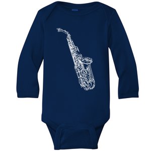 Tenor Saxophone Jazz Music Saxophonist Funny Gift Baby Long Sleeve Bodysuit