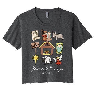 True Story Jesus Christmas Nativity Scene Christian Women's Crop Top Tee