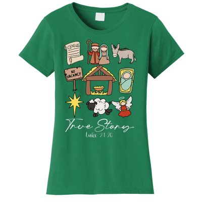 True Story Jesus Christmas Nativity Scene Christian Women's T-Shirt