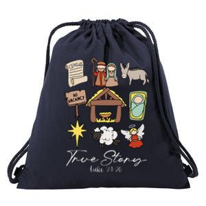 True Story Jesus Christmas Nativity Scene Christian Drawstring Bag