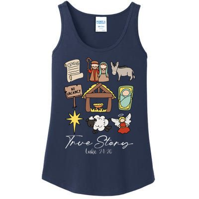 True Story Jesus Christmas Nativity Scene Christian Ladies Essential Tank