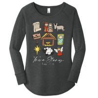 True Story Jesus Christmas Nativity Scene Christian Women's Perfect Tri Tunic Long Sleeve Shirt