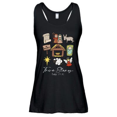 True Story Jesus Christmas Nativity Scene Christian Ladies Essential Flowy Tank