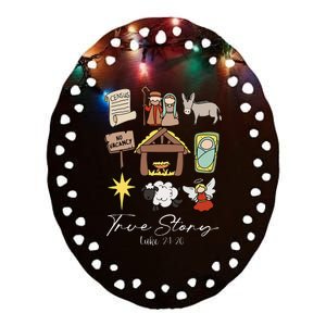 True Story Jesus Christmas Nativity Scene Christian Ceramic Oval Ornament