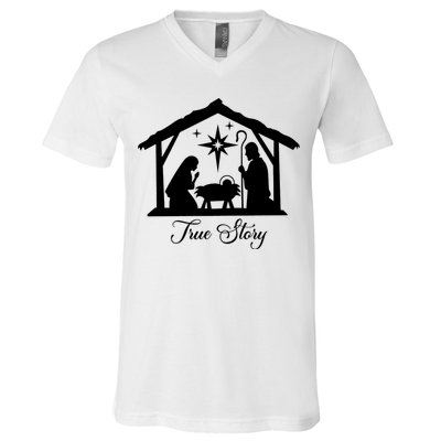 True Story Jesus Christmas V-Neck T-Shirt