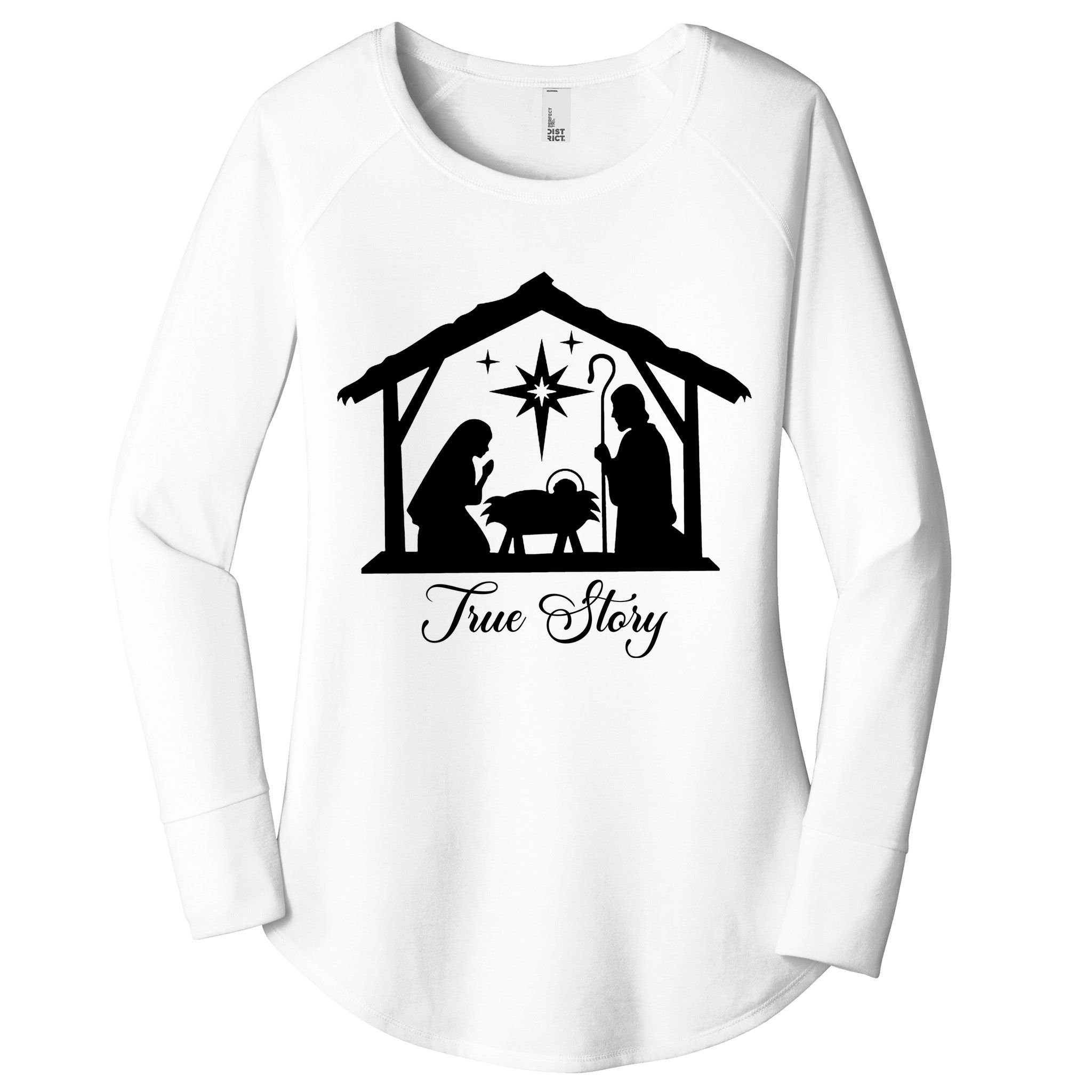True Story Jesus Christmas Women's Perfect Tri Tunic Long Sleeve Shirt