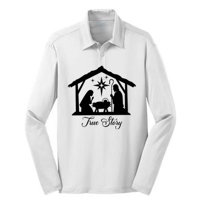 True Story Jesus Christmas Silk Touch Performance Long Sleeve Polo