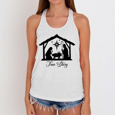 True Story Jesus Christmas Women's Knotted Racerback Tank