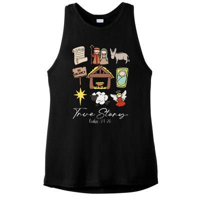 True Story Jesus Christmas Nativity Scene Christian Ladies PosiCharge Tri-Blend Wicking Tank