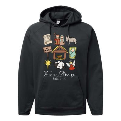 True Story Jesus Christmas Nativity Scene Christian Performance Fleece Hoodie