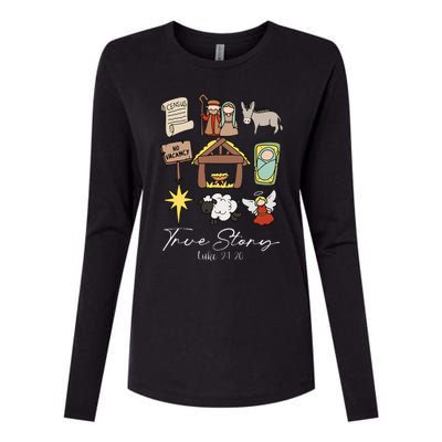 True Story Jesus Christmas Nativity Scene Christian Womens Cotton Relaxed Long Sleeve T-Shirt